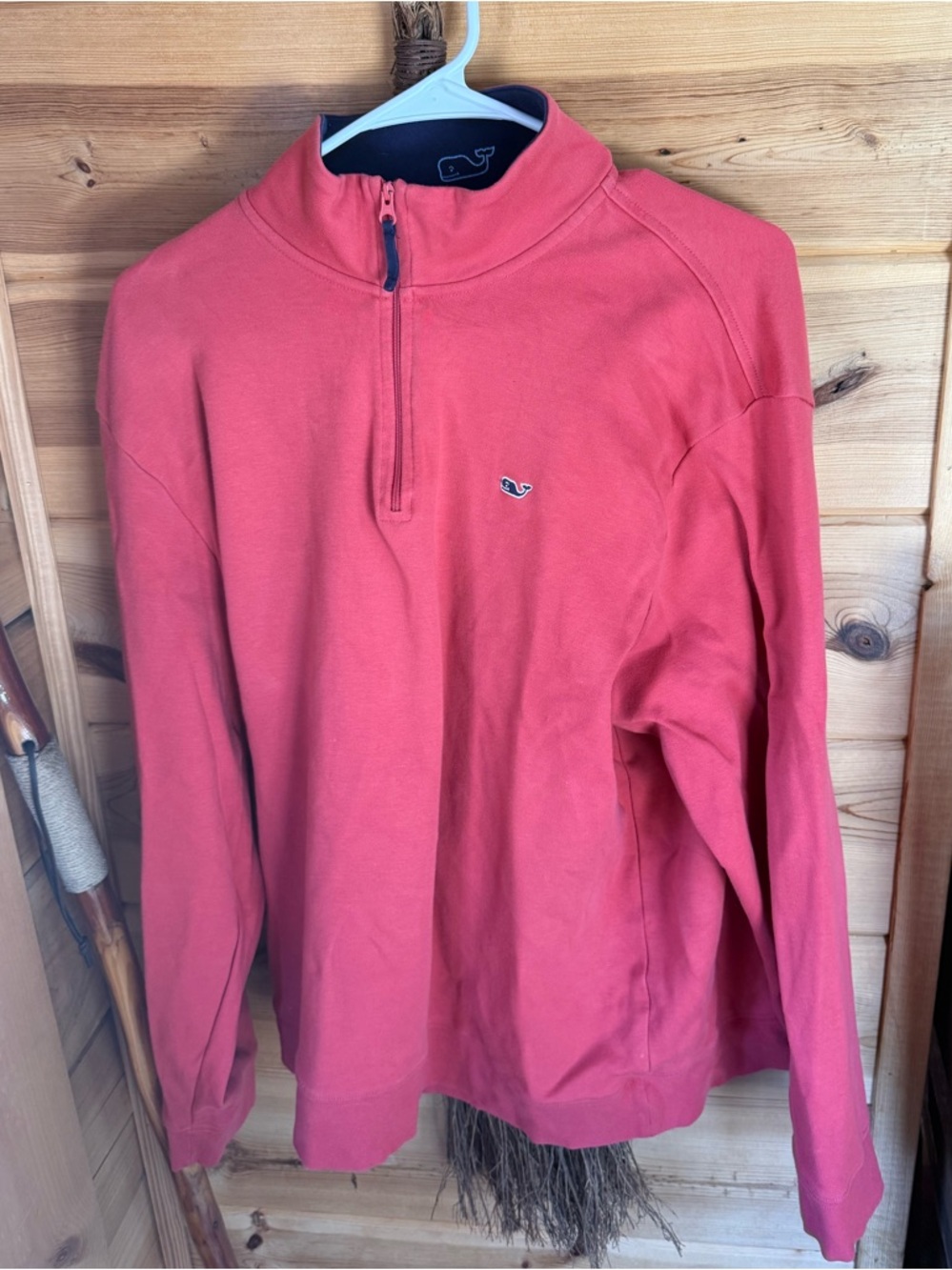 Vineyard Vines Coral Half-Zip Pullover with Whale Logo